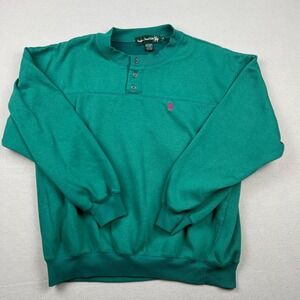 Knights of Round Table Mens XL Green Henley Pullover Sweatshirt Embroidered Logo